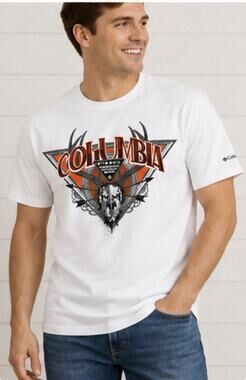Columbia PHG Shirt Mens XXL White Deer Skull Hunting Graphic T Shirt Outdoor